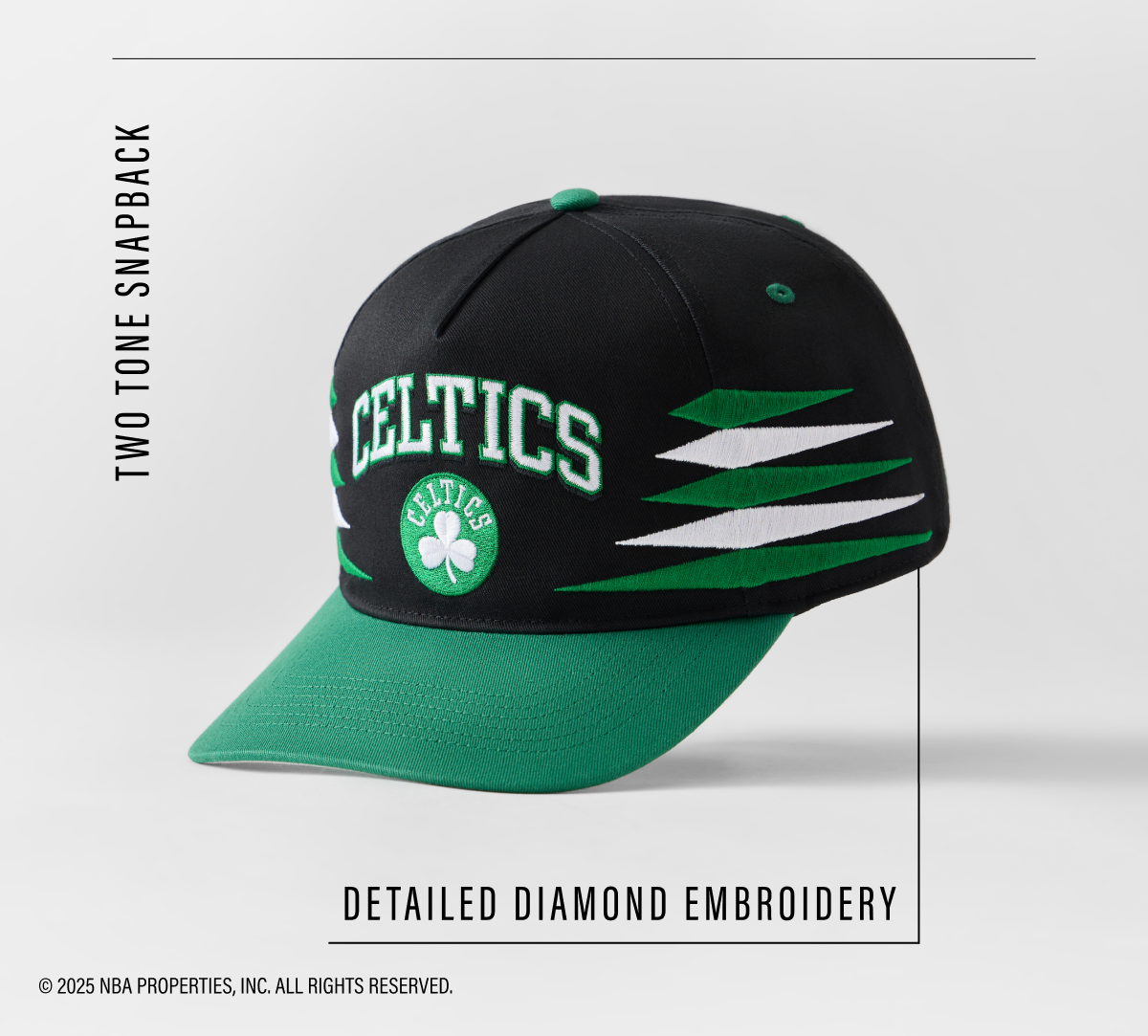 TWO TONE SNAPBACK, DETAILED DIAMOND EMBROIDERY