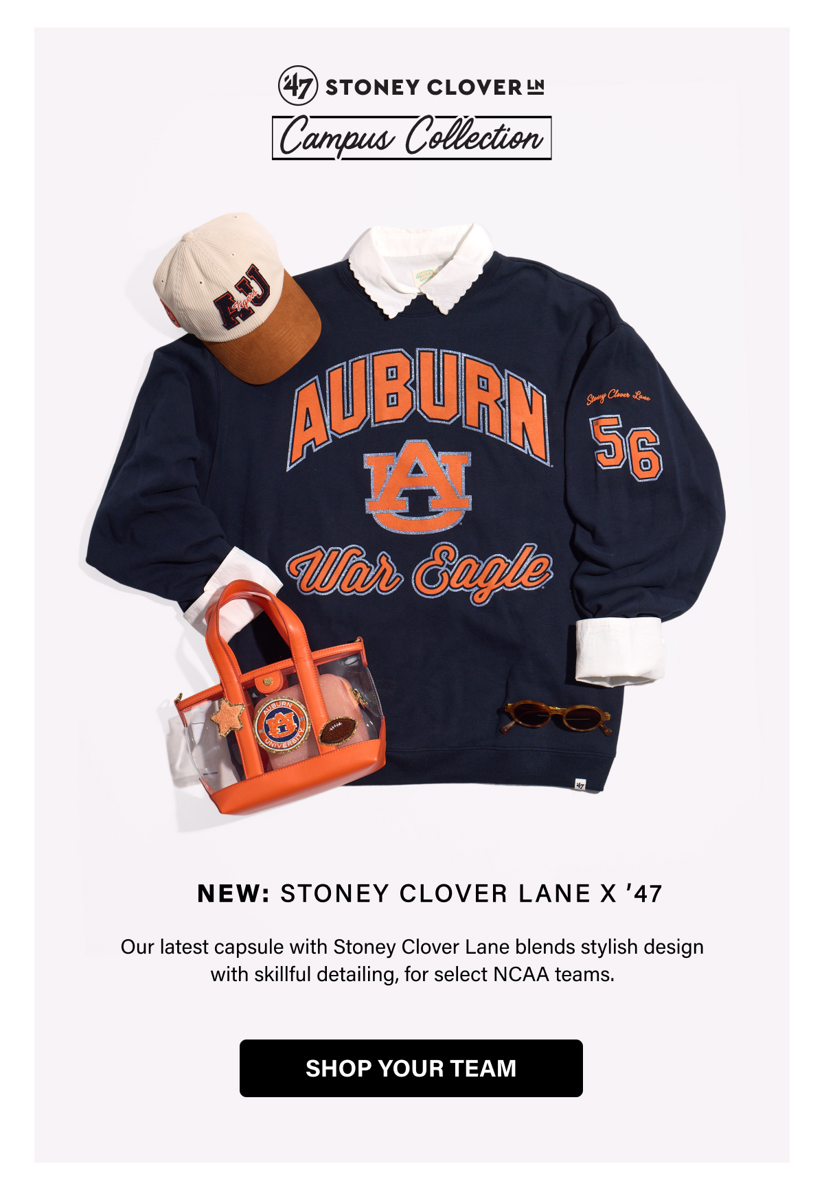 NEW: STONEY CLOVER LANE X ’47 - Our latest capsule with Stoney Clover Lane blends stylish design with skillful detailing, for select NCAA teams. SHOP YOUR TEAM 