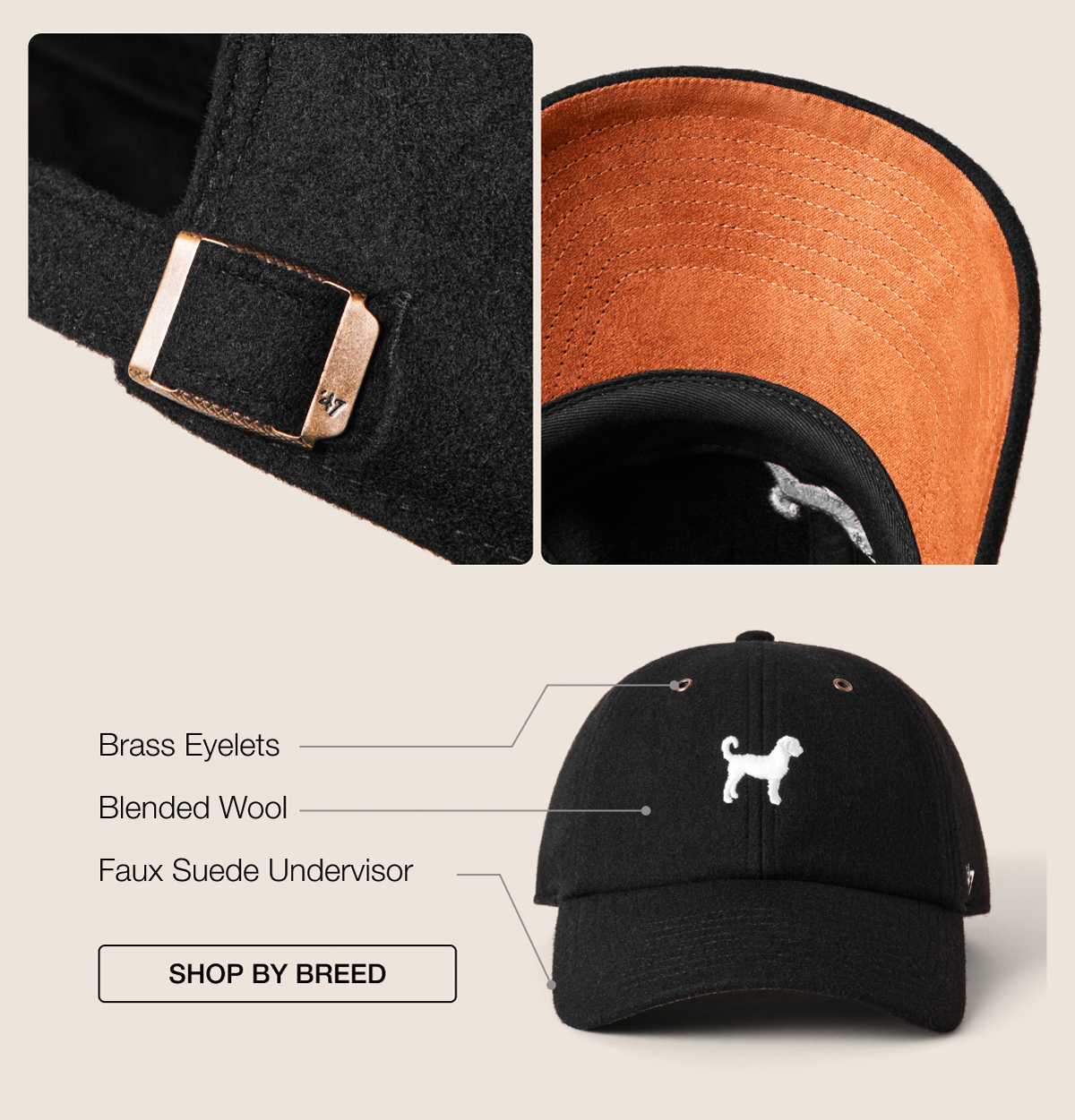 Brass Eyelets | Blended Wool | Faux Suede Undervisor | SHOP BY BREED