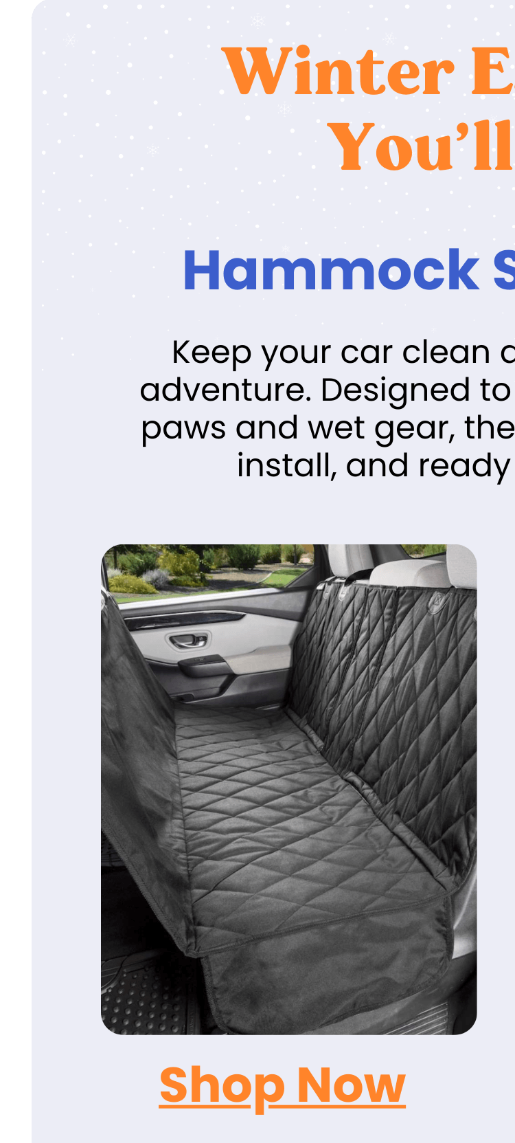 Rear Seat Cover for Fold Down Seats with Hammock