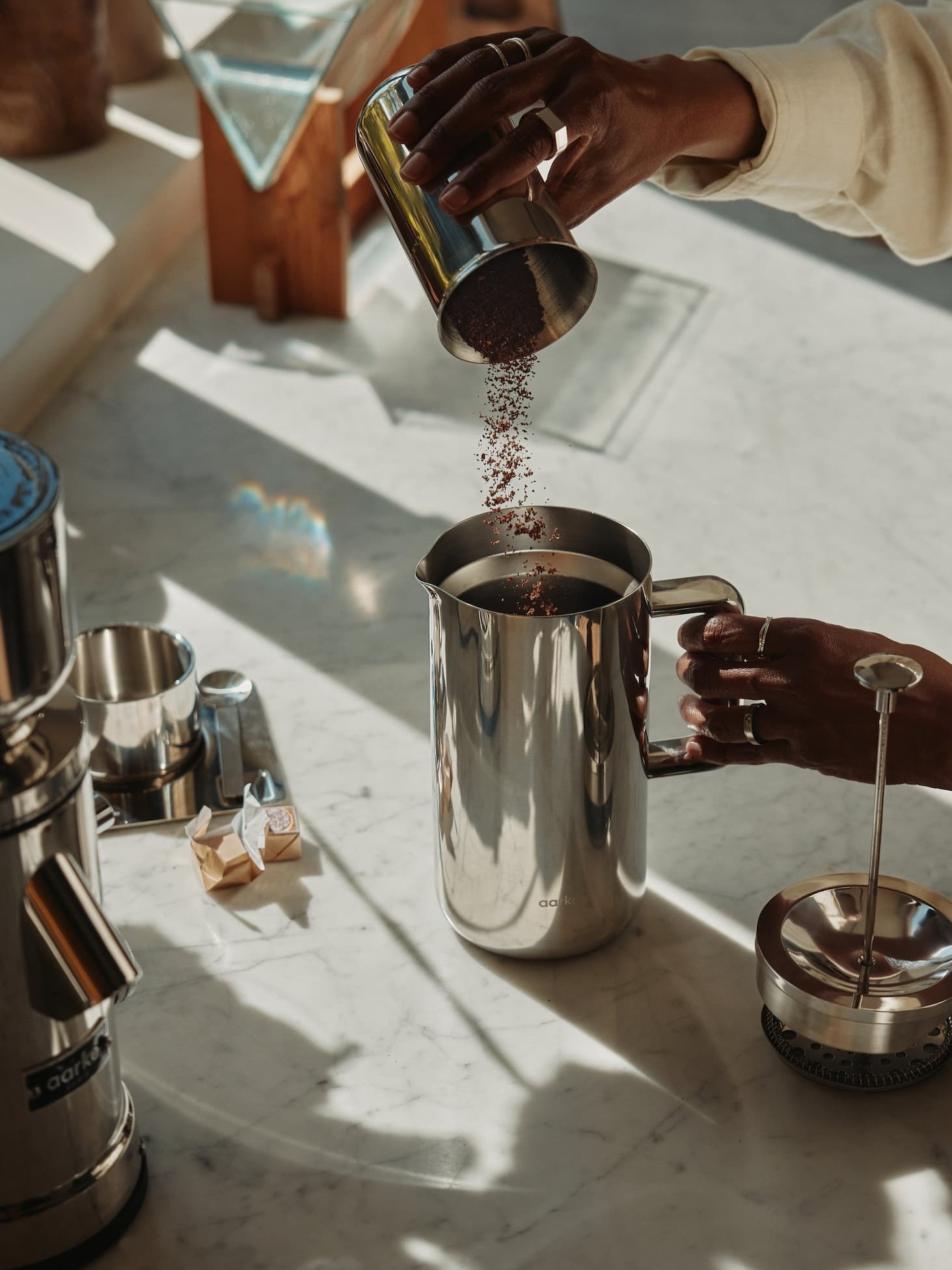 Pouring coffee into Coffee Press