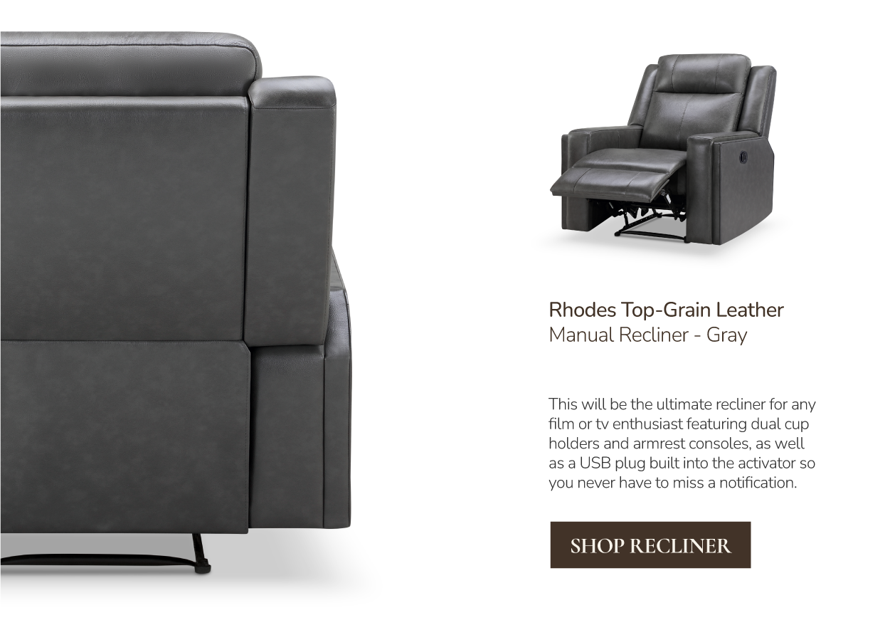 Rhodes Top-Grain Leather Manual Recliner