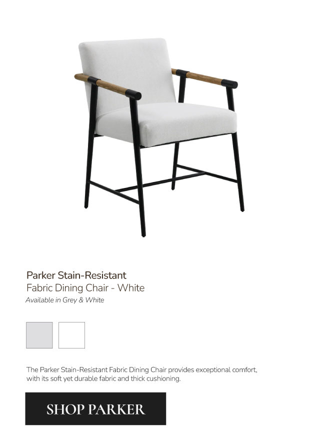 Parker Stain-Resistant Fabric Dining Chair - White