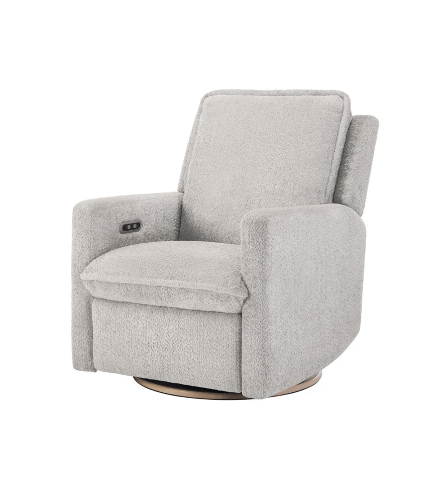 Ayden Boucle Swivel Glider Power Recliner - White