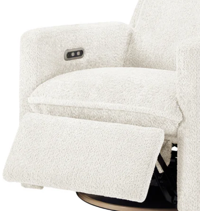 Ayden Boucle Swivel Glider Power Recliner - White
