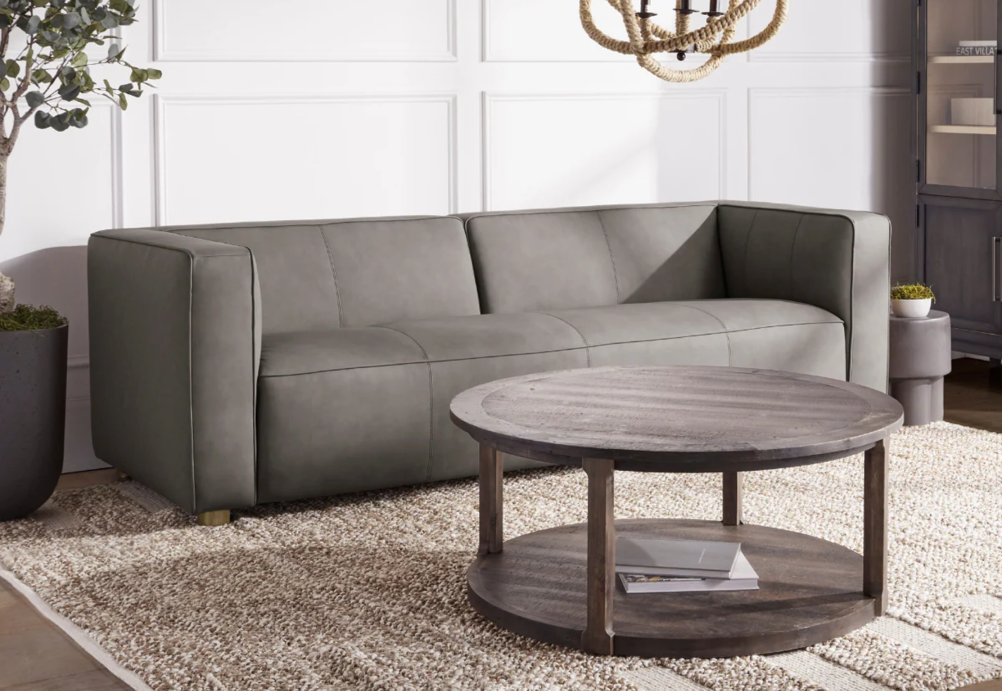 JoJo Fletcher Matteo Nubuck Leather Sofa - Gray