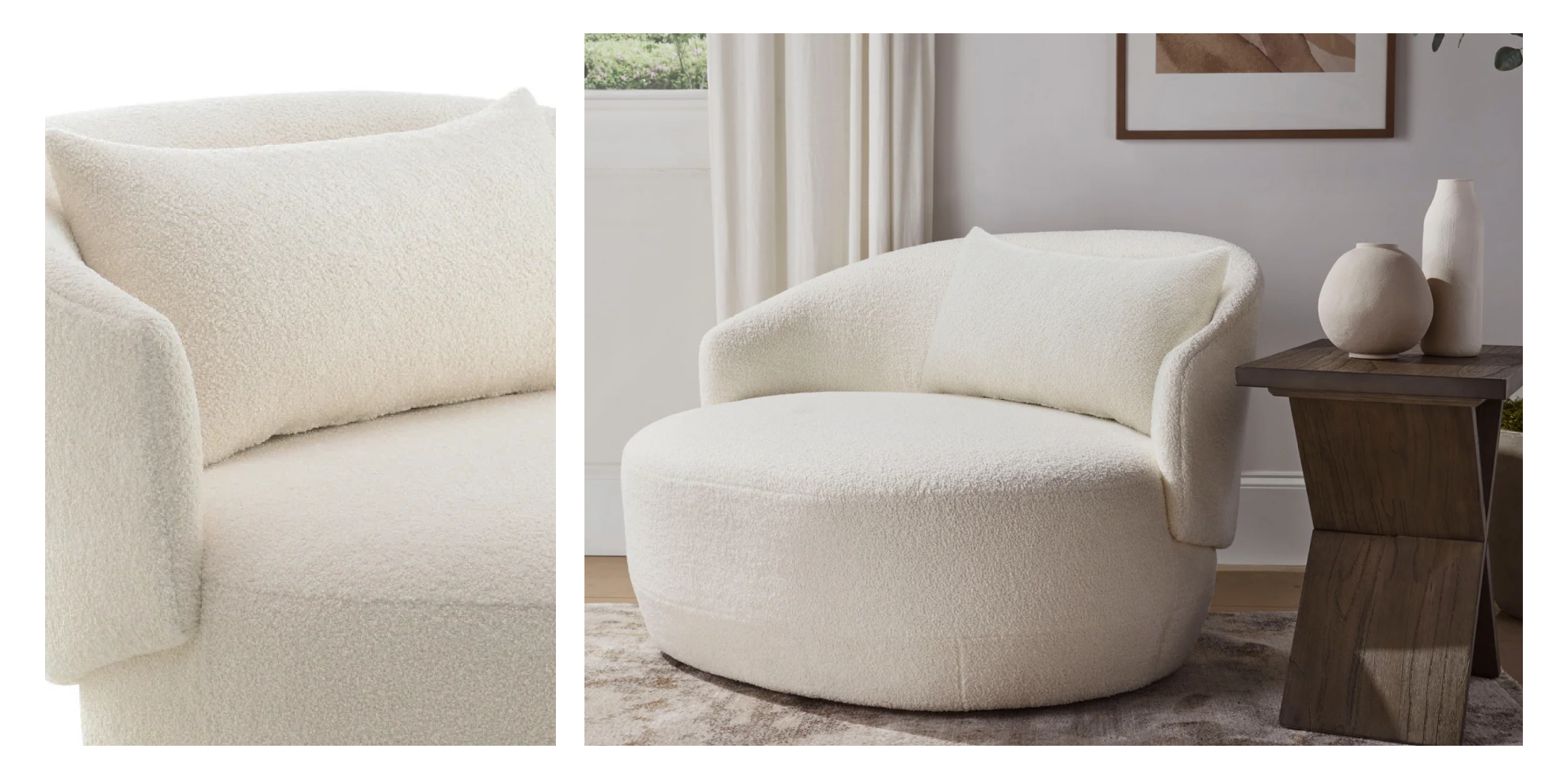 JoJo Fletcher Luciano Bouclé Fabric Oversized Swivel Chair