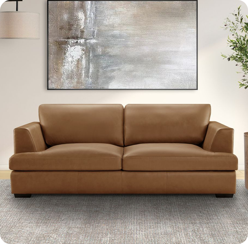 Lisbon Leather Sofa - Camel