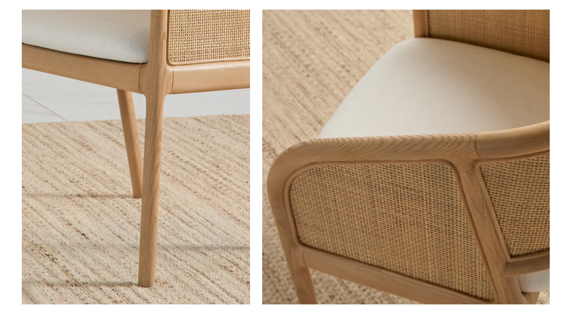 JoJo Fletcher Pauline Oak & Natural Cane Barrel Dining Chair - Blonde