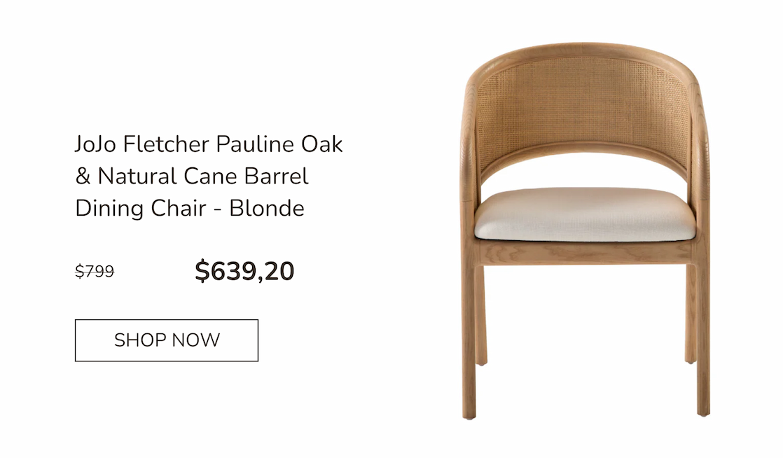 JoJo Fletcher Pauline Oak & Natural Cane Barrel Dining Chair - Blonde