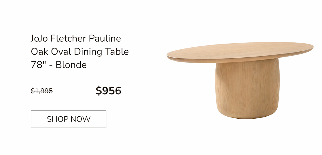 JoJo Fletcher Pauline Oak Oval Dining Table 78" - Blonde