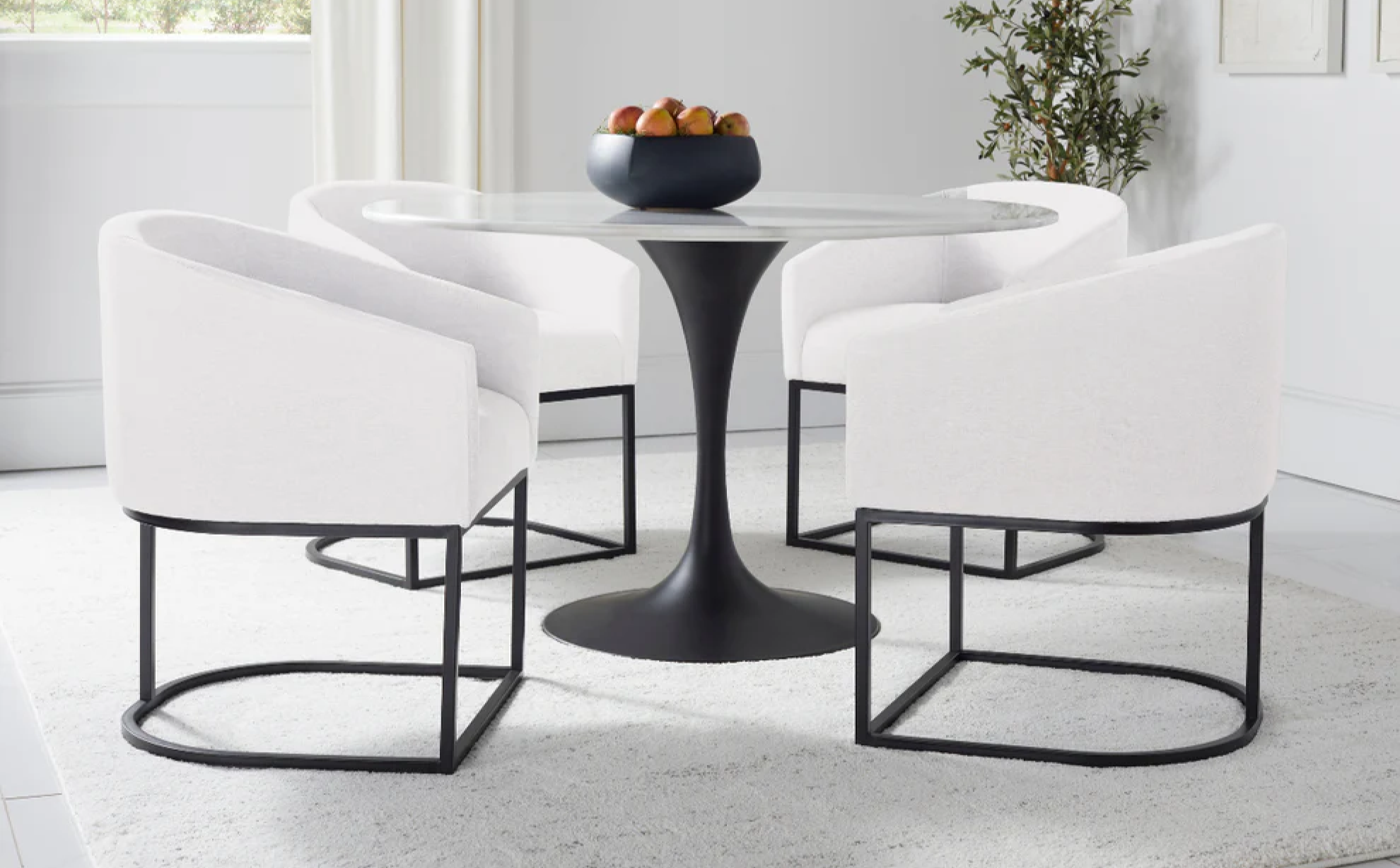 Jace 5-pc 48" Round Genuine Colombian Marble Dining Set