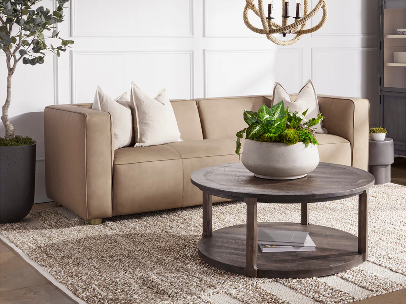 JoJo Fletcher Matteo Nubuck Leather Sofa - Saddle