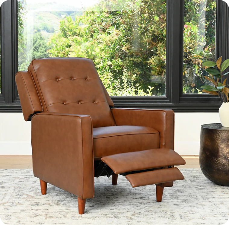 Holloway Mid-Century Leather Recliner