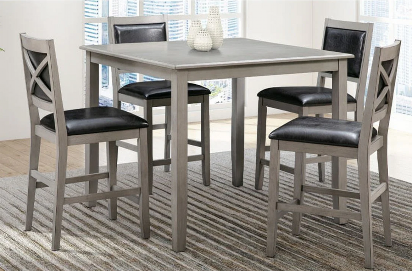 Walker 5-pc Wood Counter Height Dining Set - Gray