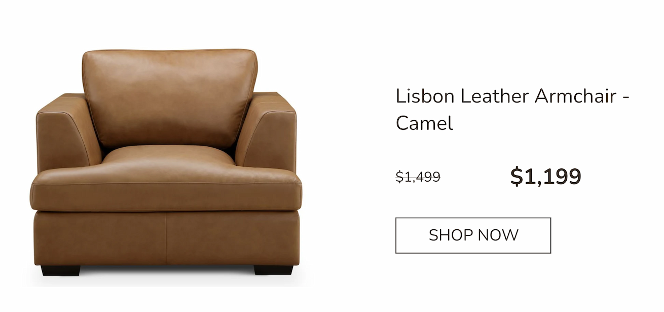 Lisbon Leather Armchair - Camel
