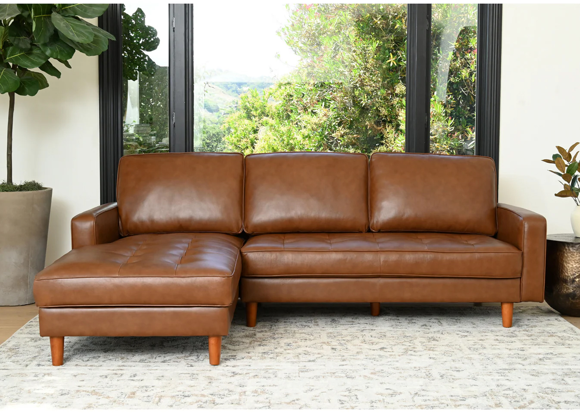 Holloway Mid-Century Leather Sectional