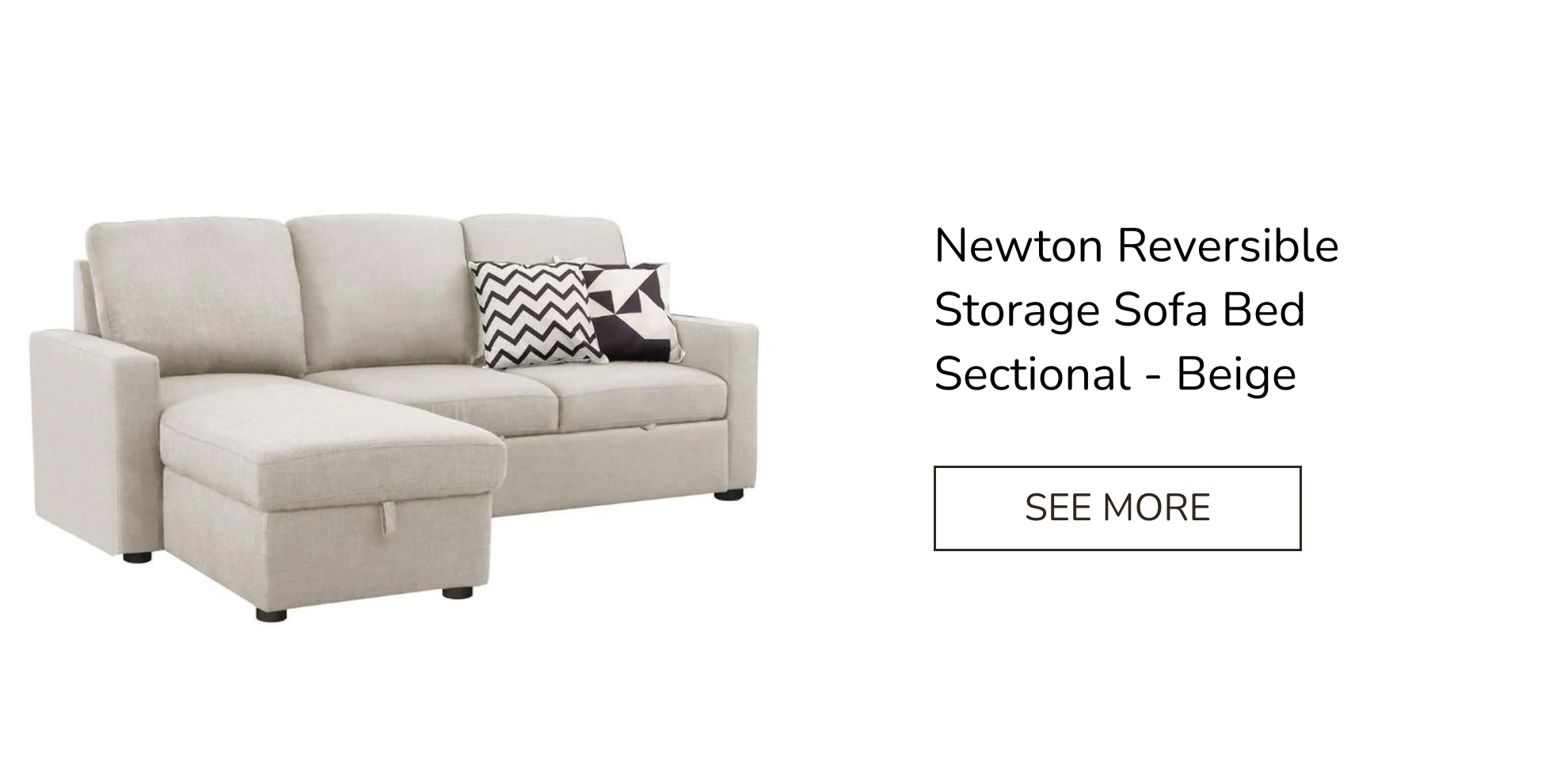 Newton Reversible Storage Sofa Bed Sectional - Beige