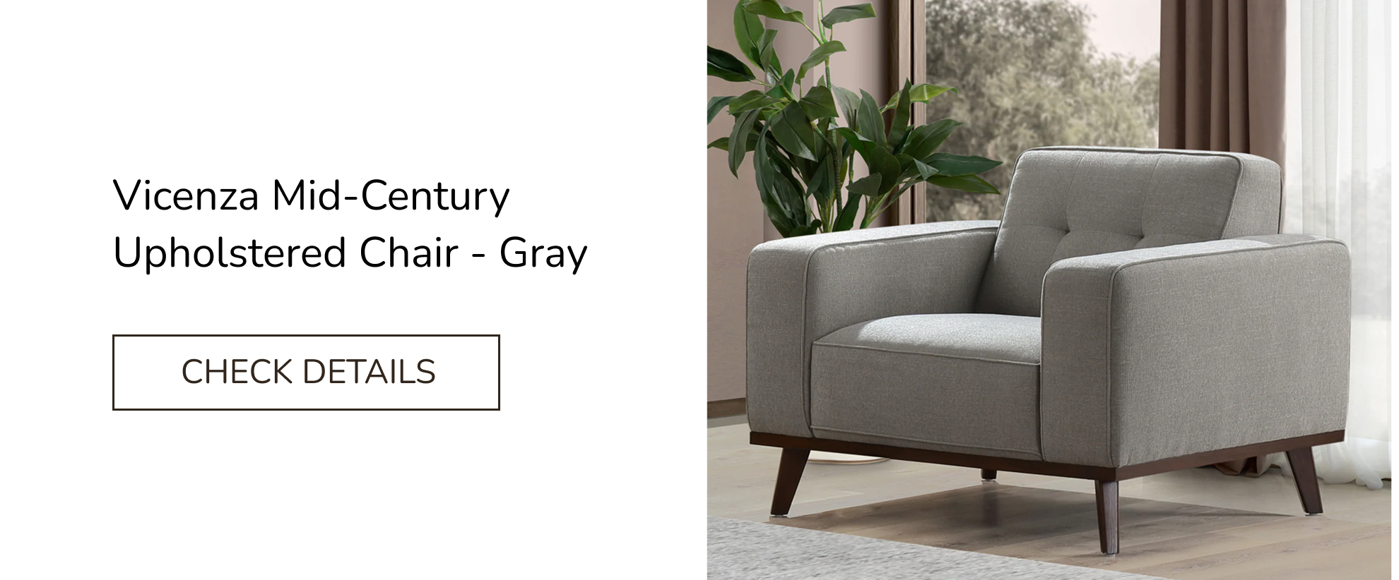 Vicenza Mid-Century Upholstered Chair - Gray