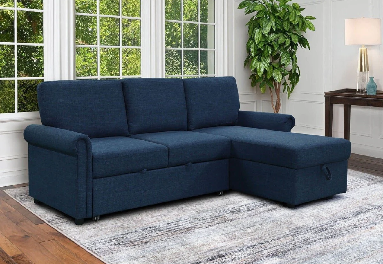 Hamilton Storage Sofa Bed Reversible Sectional - Navy