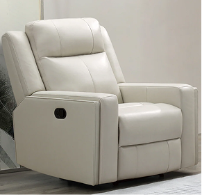 Rhodes Top-Grain Leather Manual Recliner - Ivory