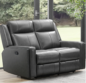 Rhodes Top-Grain Leather Manual Reclining Loveseat - Gray
