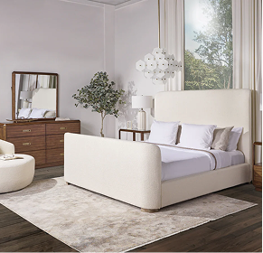 JoJo Fletcher Luciano Bouclé Fabric Sleigh Bed - Queen - Ivory