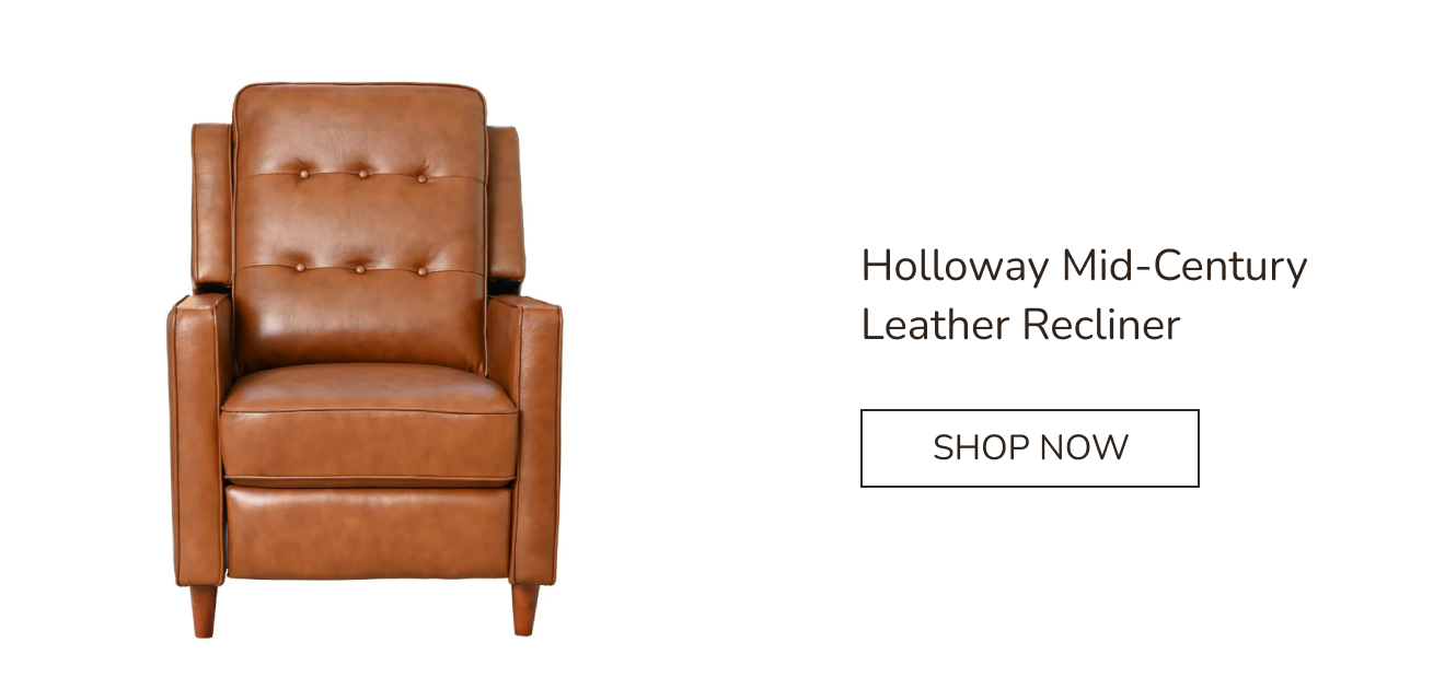Holloway Mid-Century Leather Recliner