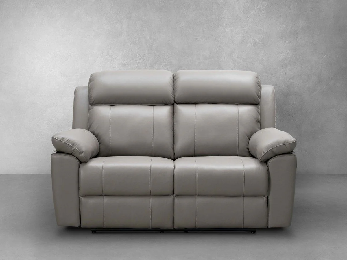 Image of Braylen Top Grain Leather Reclining Loveseat - Gray