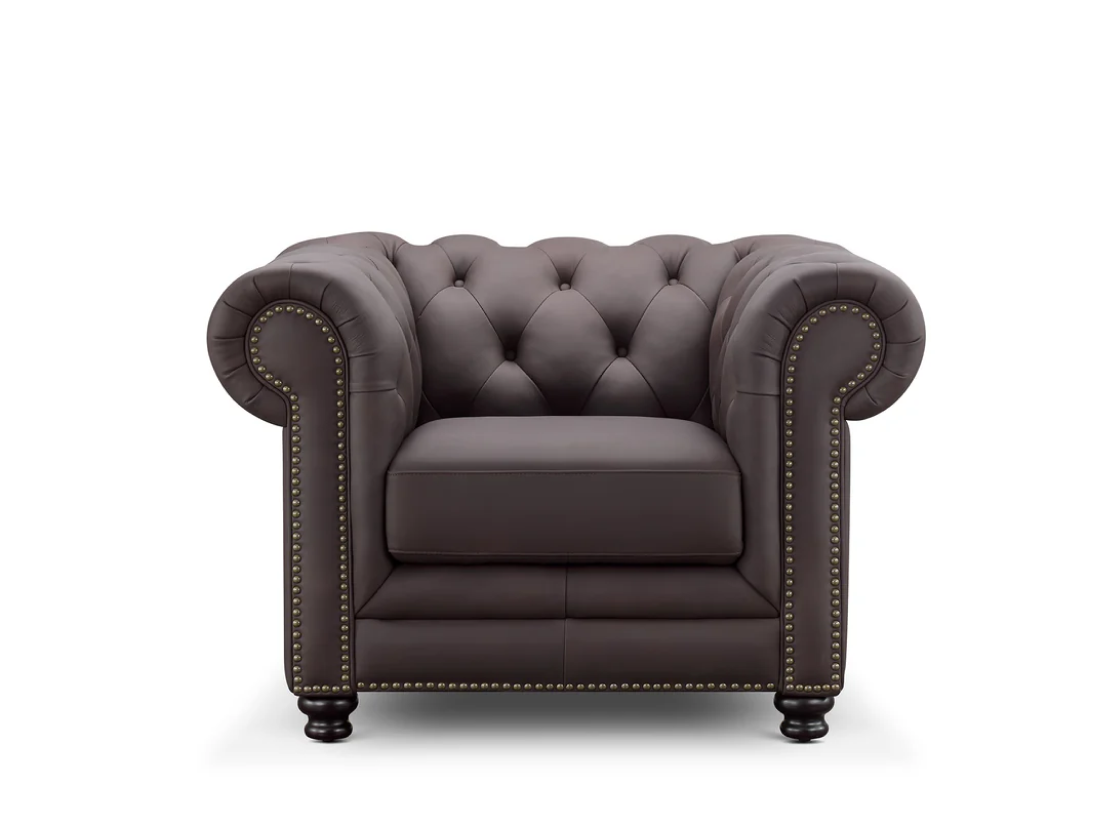 Culver Leather Chesterfield Armchair, Brown