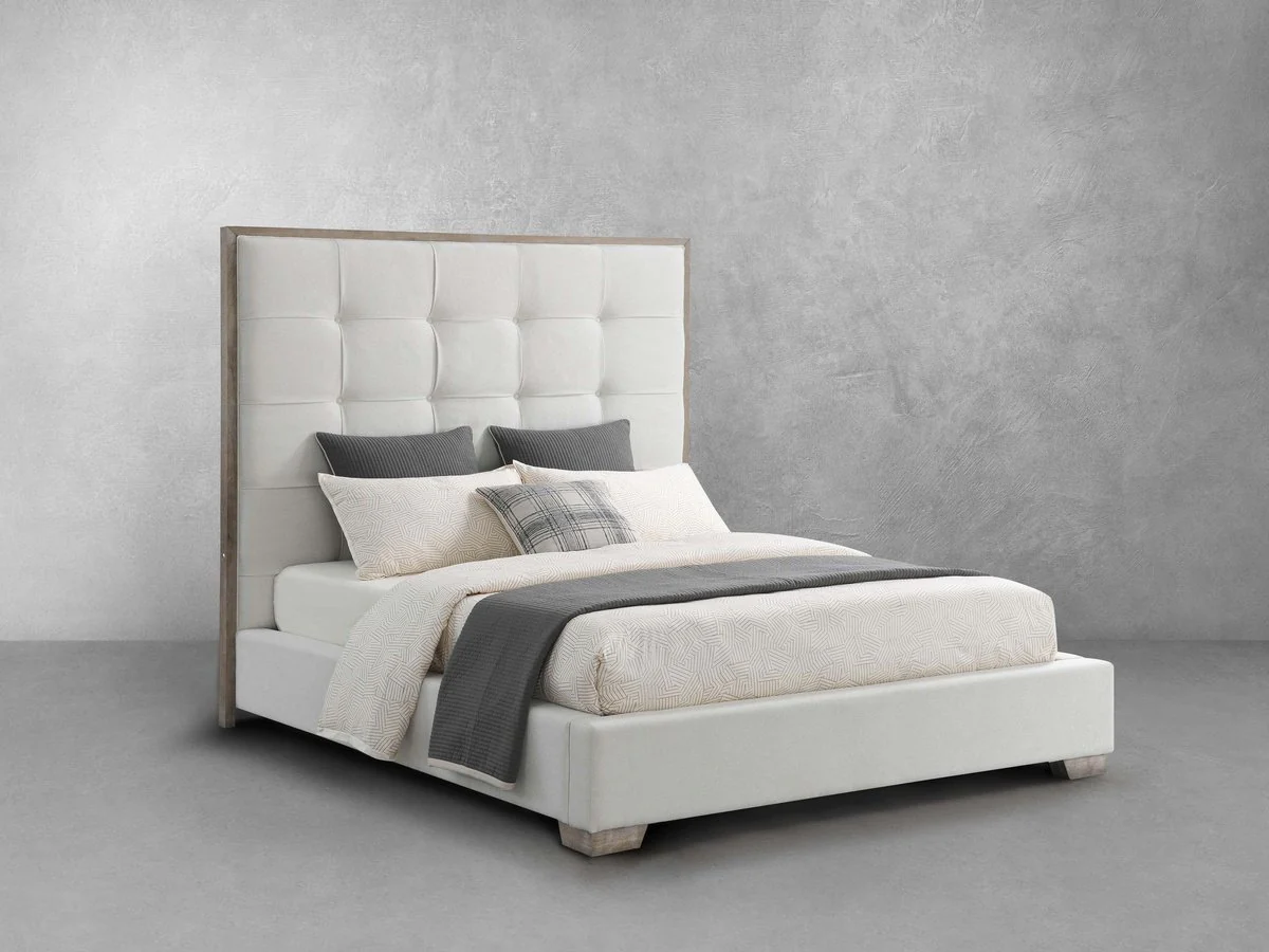 Image of Eleanor Tufted Fabric Bed - Ivory - Queen