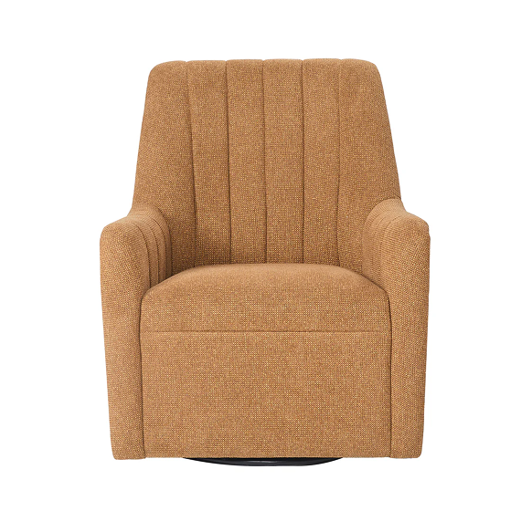 Bristol Fabric Channeled Swivel Chair, Orange