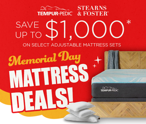 Save up to $1000 on select adjustable mattress sets from Tempur-Pedic and Stearns & Foster
