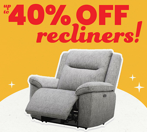 Save up to 40% off recliners