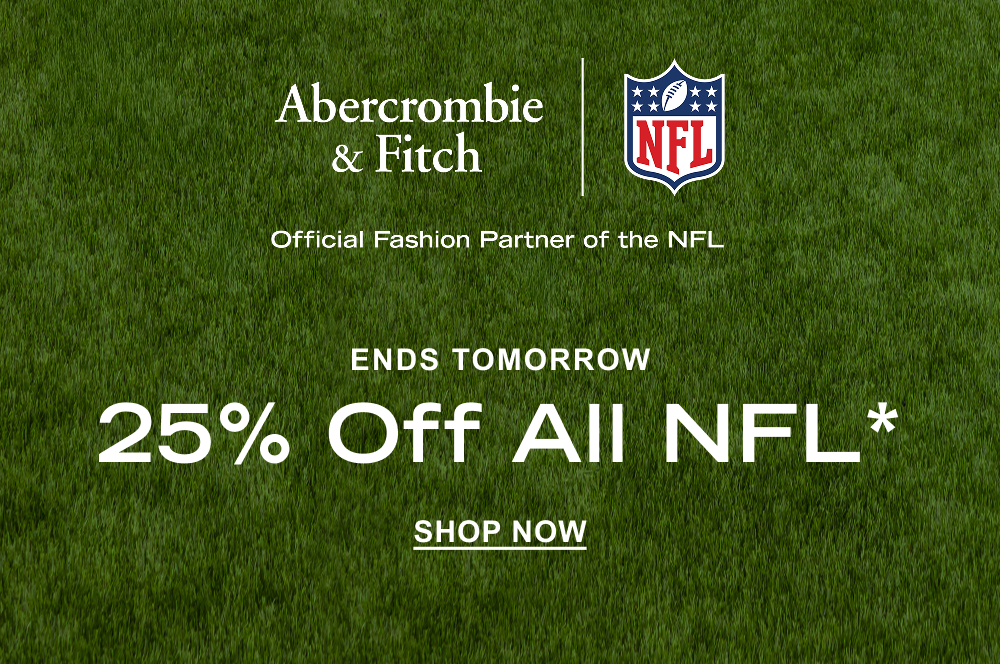Ends Tomorrow 25% off all NFL* Shop Now