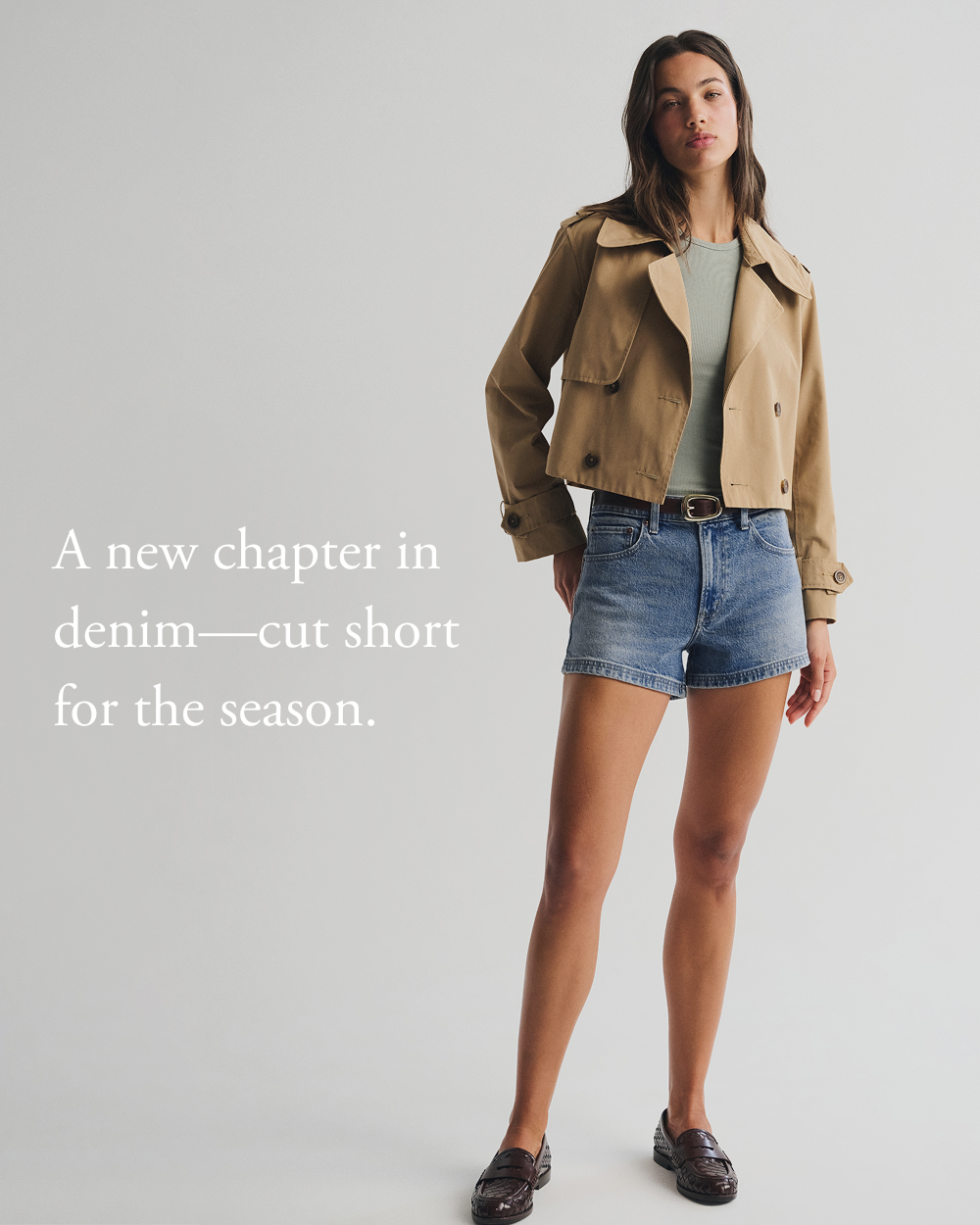 A new chapter in denim—cut short for the season.