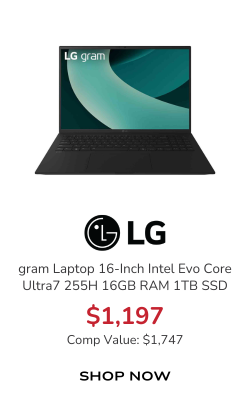 LG gram Laptop 16-Inch Intel Evo Core Ultra7 255H 16GB RAM 1TB SSD in Obsidian Black