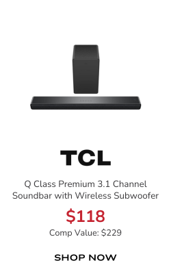 TCL Q Class Premium 3.1 Channel Soundbar with DTS Virtual:X and Wireless Subwoofer