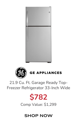 GE 21.9 Cu. Ft. Garage Ready Top-Freezer Refrigerator 33-Inch Wide in Fingerprint Resistant Stainless Steel