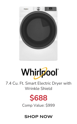 Whirlpool Smart Electric Dryer with Wrinkle Shield 7.4 Cu. Ft. in White