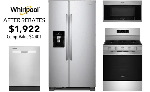 Whirlpool Stainless Side-By-Side Refrigerator & Gas Range Package