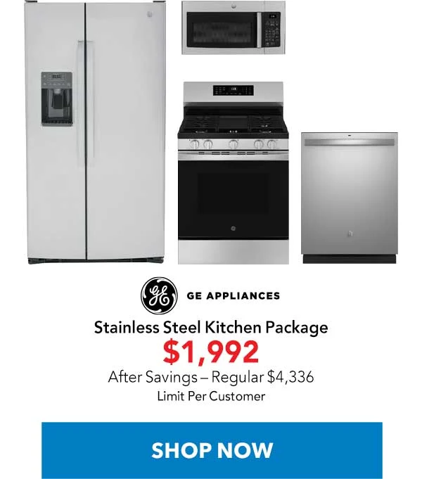 GE Stainless Side-By-Side Refrigerator & Gas Range Package