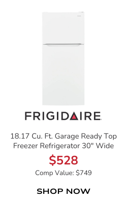 Frigidaire 18.17 Cu. Ft. Garage Ready Top Freezer Refrigerator 30-Inch Wide in White