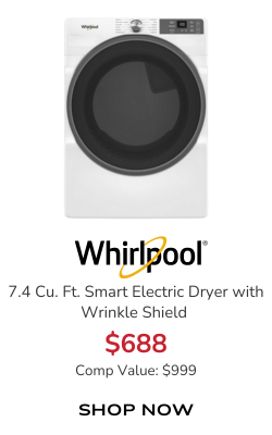 Whirlpool Smart Electric Dryer with Wrinkle Shield 7.4 Cu. Ft. in White
