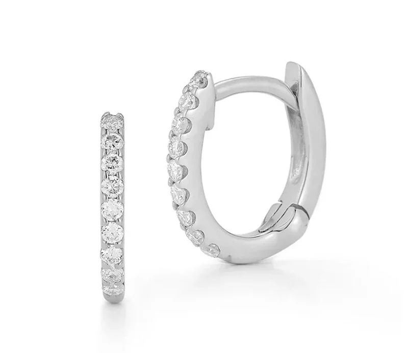 Image of DRD Huggies in 14K White Gold