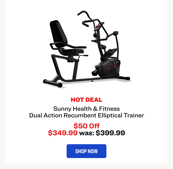 Sunny Health & Fitness Dual Action Recumbent Elliptical Trainer