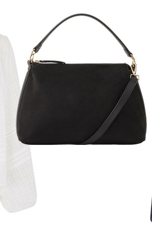 Slouchy Suedette Handbag Black