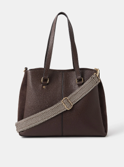 Webbing Strap Faux Leather Shoulder Bag