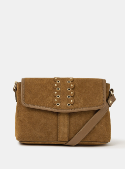 Eyelet Detail Suede Crossbody Bag