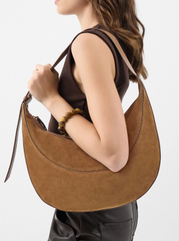 Scoop Suede Shoulder Bag